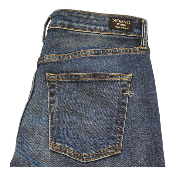 NoEnd Denim Jeans Womens Size 27 Blue Flare Mid-Rise Raw Hem Made in USA - Picture 6 of 16